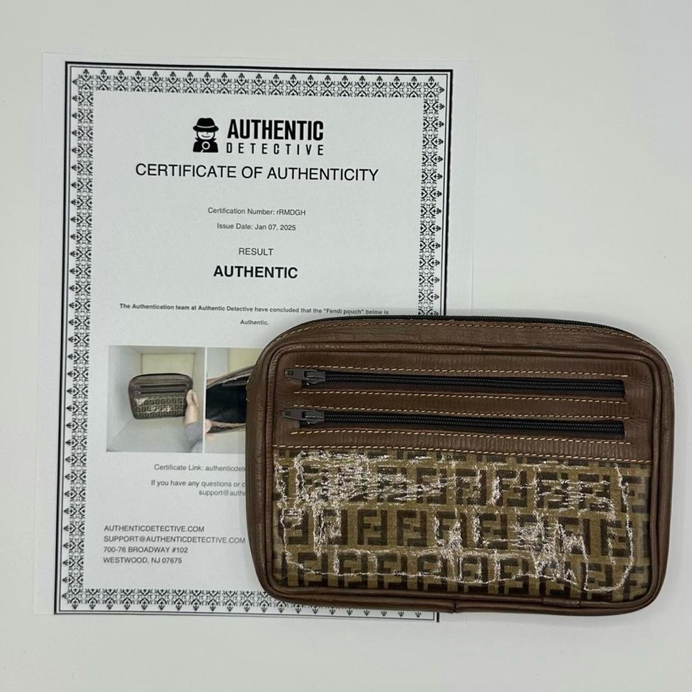 Fendi Brown and Tan Monogram Pouch